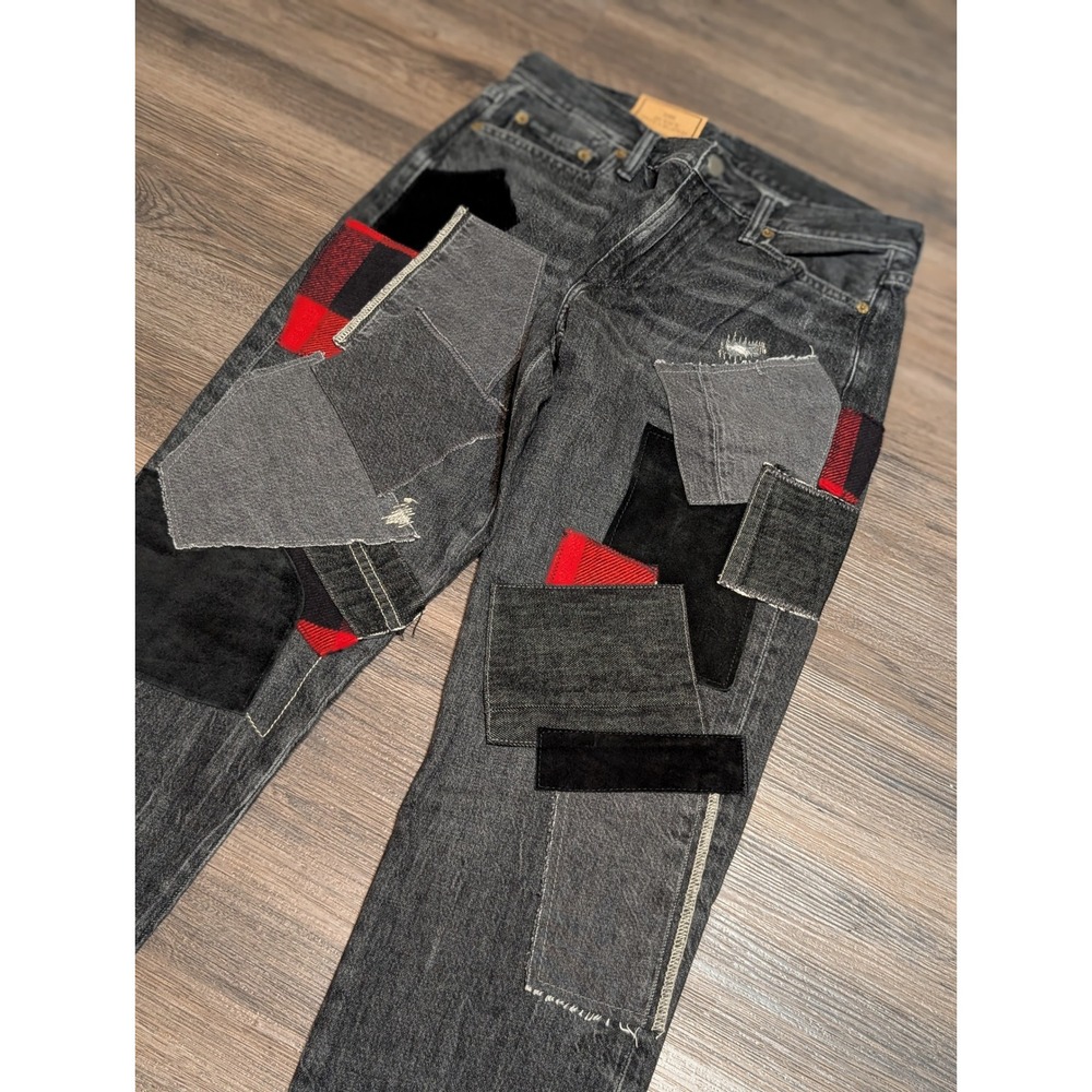 Polo Ralph Lauren Avery Boyfriend Patchwork Jeans Black Distressed Denim‎ Sz 27R